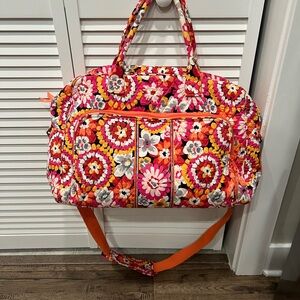 Vera Bradley Pink and Orange Travel Bag with Paisley Print
